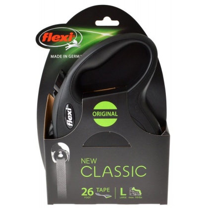 Flexi New Classic Retractable Tape Leash - Black