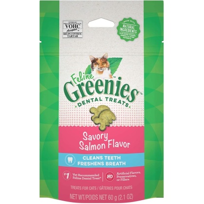 Greenies Feline Natural Dental Treats Tempting Salmon Flavor