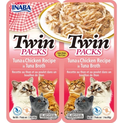 Inaba Twin Packs Tuna and Chicken Recipe in Tuna Broth for Cats