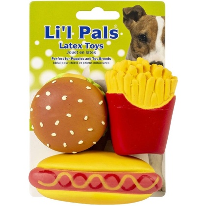 Lil Pals Lil Pals Latex Hamburger, Fries, and Hotdog Dog Toys