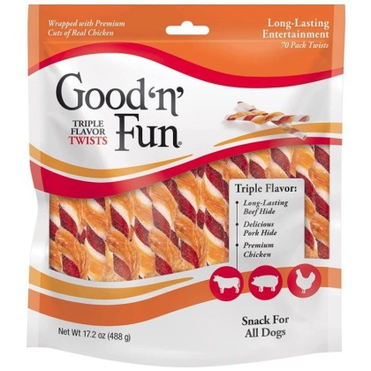 Healthy Hide Good'n' Fun Triple-Flavor Twists Regular Chicken, Pork and Beef Hide