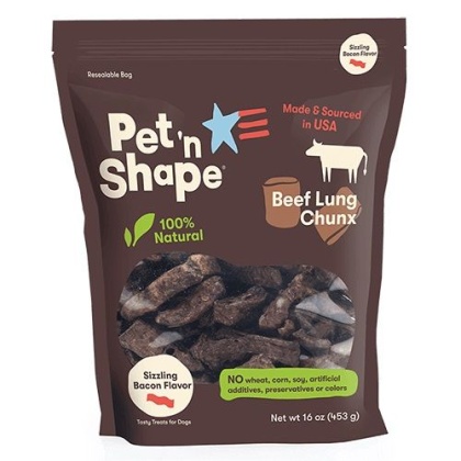 Pet \'n Shape Natural Beef Lung Chunx Dog Treats - Sizzling Bacon Flavor