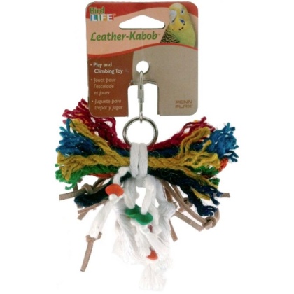 Penn Plax Bird Life Leather-Kabob Parakeet Toy