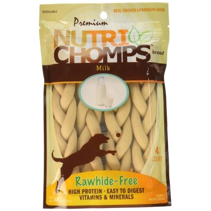 Premium Nutri Chomps Milk Flavor Braid Dog Chews - Small