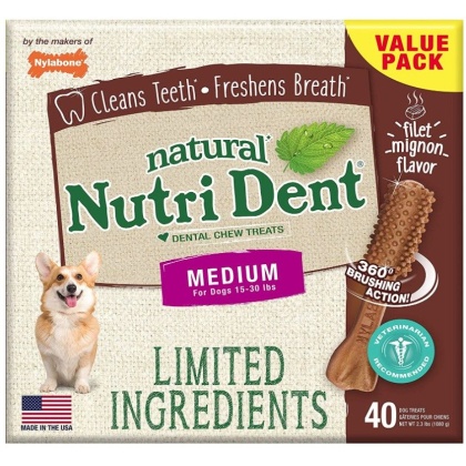 Nylabone Natural Nutri Dent Filet Mignon Dental Chews - Limited Ingredients