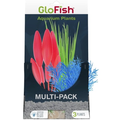 Tetra GloFish Aquarium Plant Multi-Pack Green, Blue, and Orange
