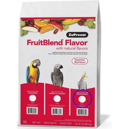 ZuPreem FriutBlend with Natural Fruit Flavors Pellet Bird Food for Medium Birds (Cockatiel and Lovebird)